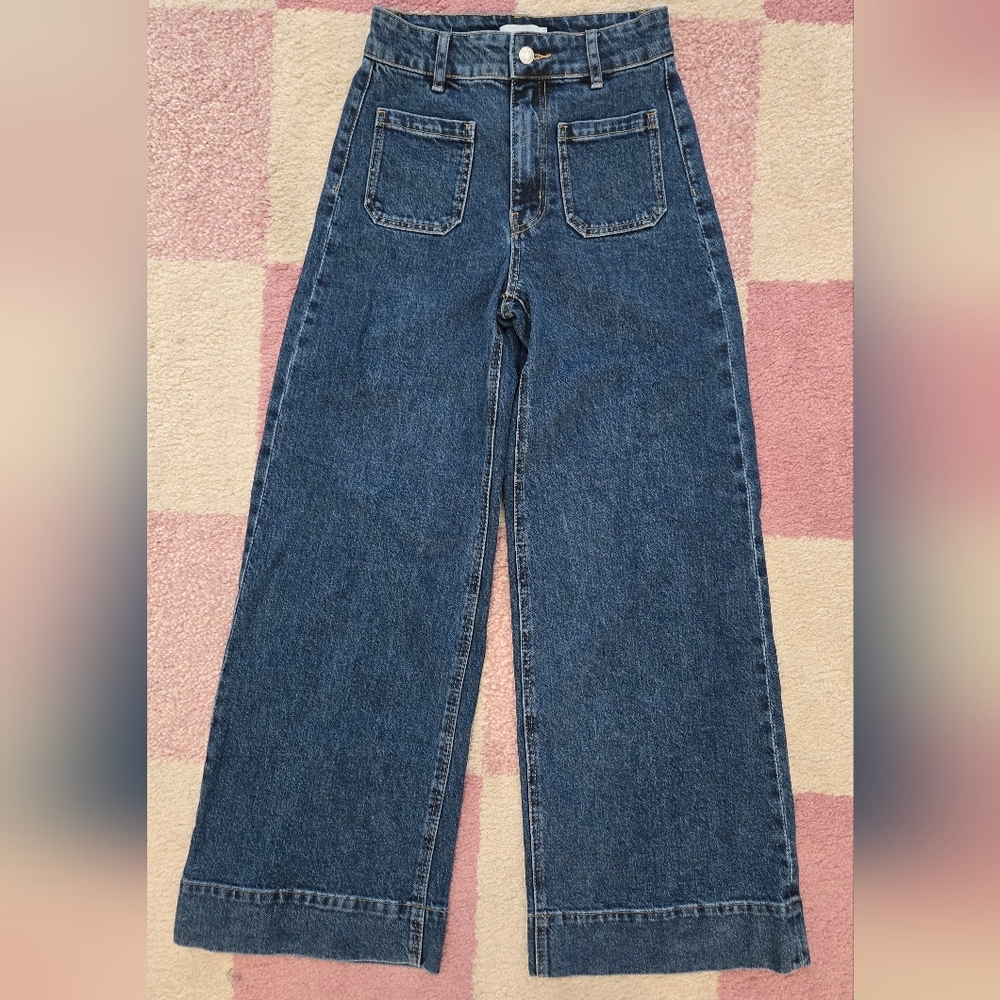 H&M Women's Wide Leg Blue Jean Size: 2